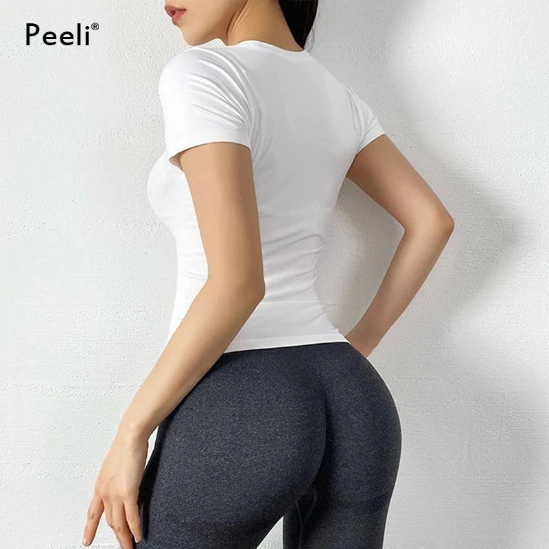 Peeli Short Sleeve Yoga Top - Breathable Gym Running Shirt Yoga Shop 2018