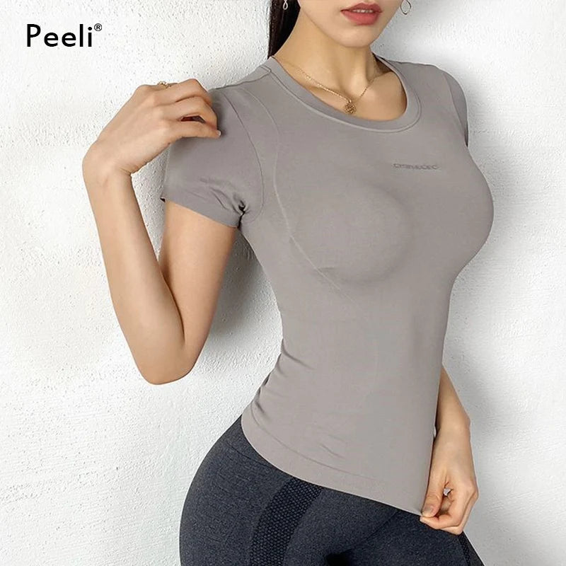 Peeli Short Sleeve Yoga Top - Breathable Gym Running Shirt Yoga Shop 2018