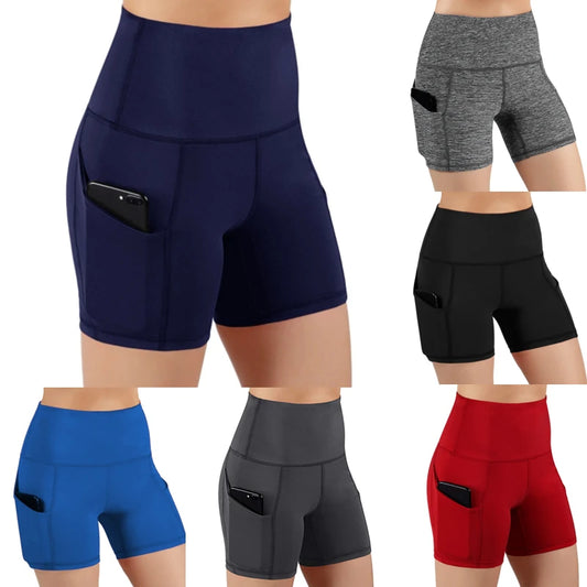 Fashion Women's Shorts with Pocket High Waist Elastic Yoga Leggings Gym Running Sport Fitness Short Pants Yoga Shop 2018