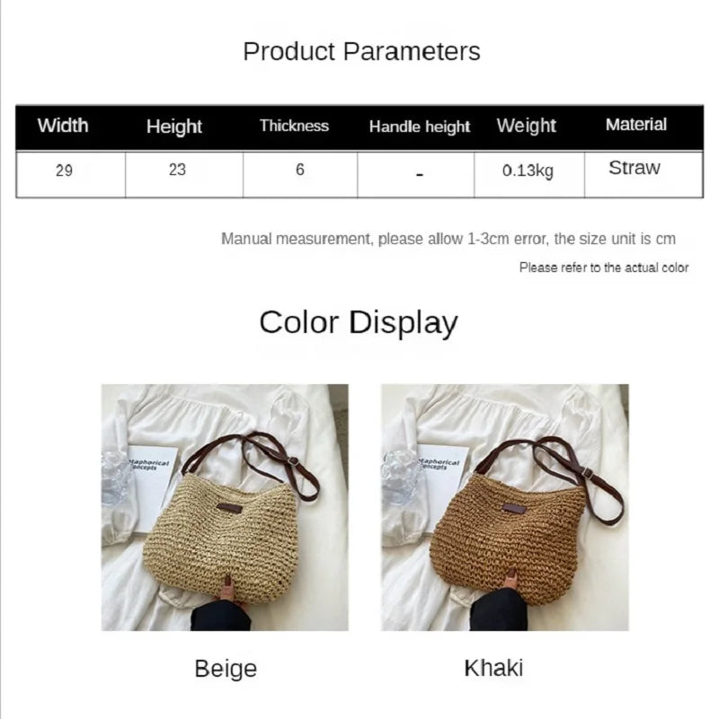 Ladies Summer Straw Crossbody Bag Beach Holiday Purse Yoga Shop 2018