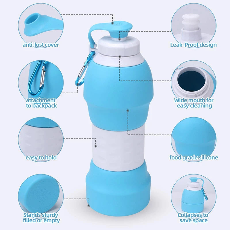 Collapsible Leak-Proof Silicone Sports Bottle - Portable & Refillable Yoga Shop 2018