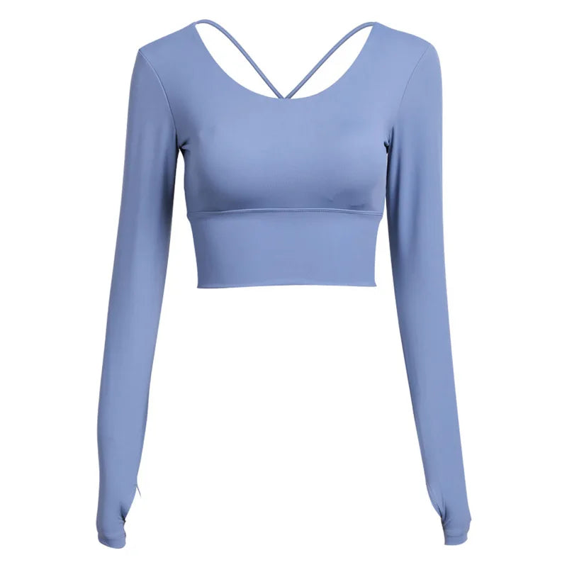 Autumn Crossover Back Yoga Top - Quick Dry Sexy Long Sleeve Sportswear Yoga Shop 2018